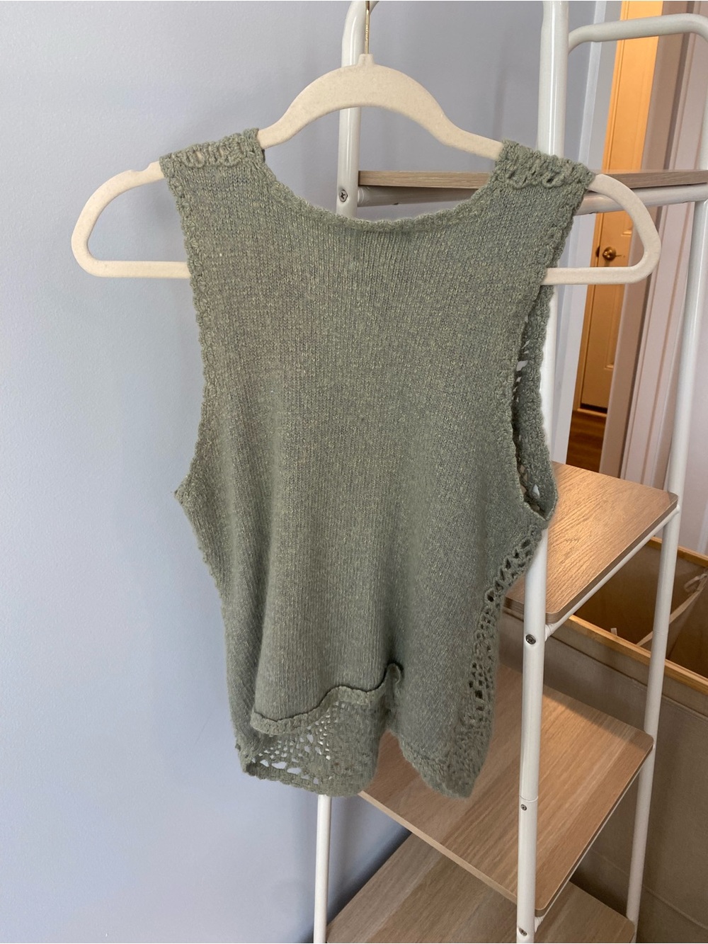 Olive Crochet Button-Front Tank - Picture 2 of 5